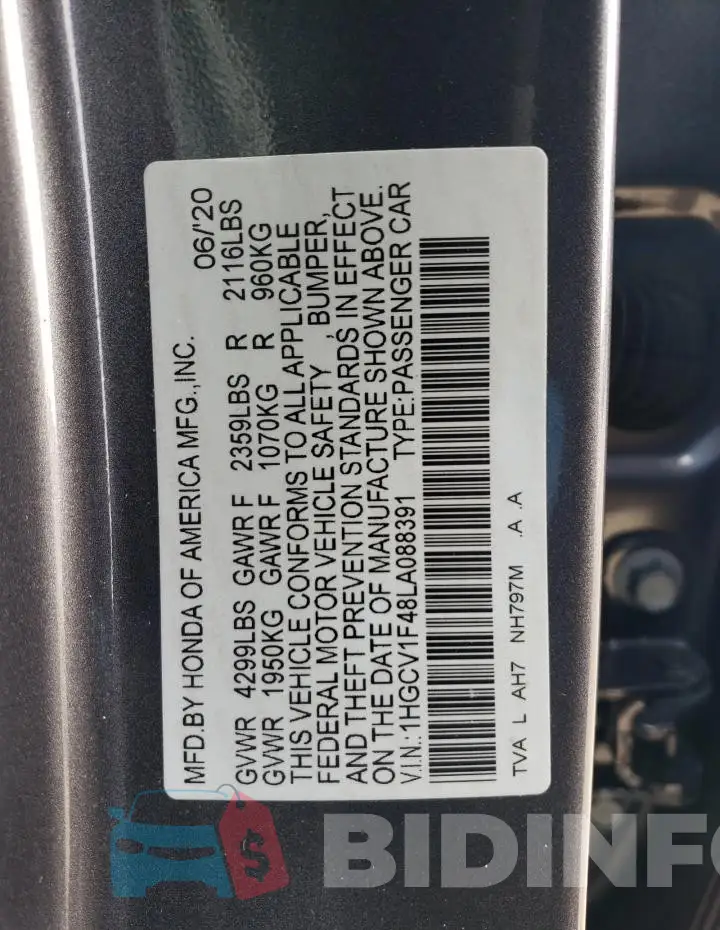 1HGCV1F48LA088391 Photo# 12