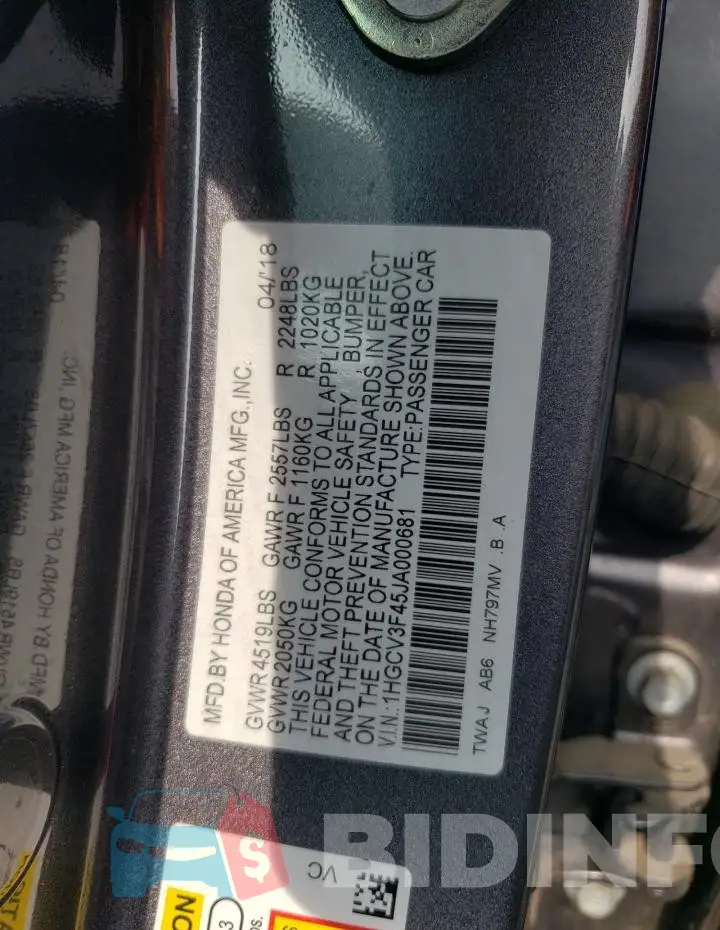 1HGCV3F45JA000681 Photo# 13