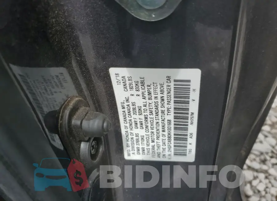 2HGFC4B80KH301668 Photo# 12