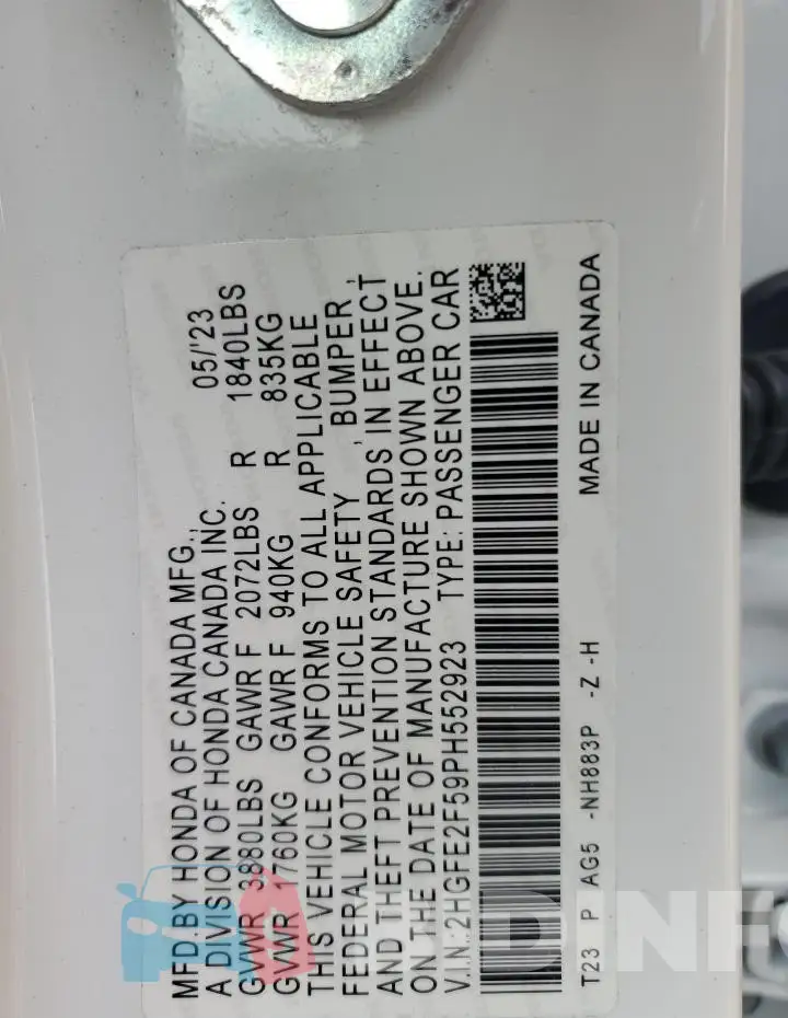 2HGFE2F59PH552923 Photo# 12