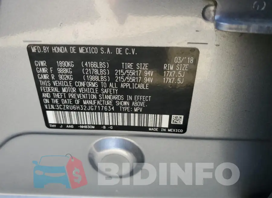 3CZRU6H32JG717634 Photo# 12