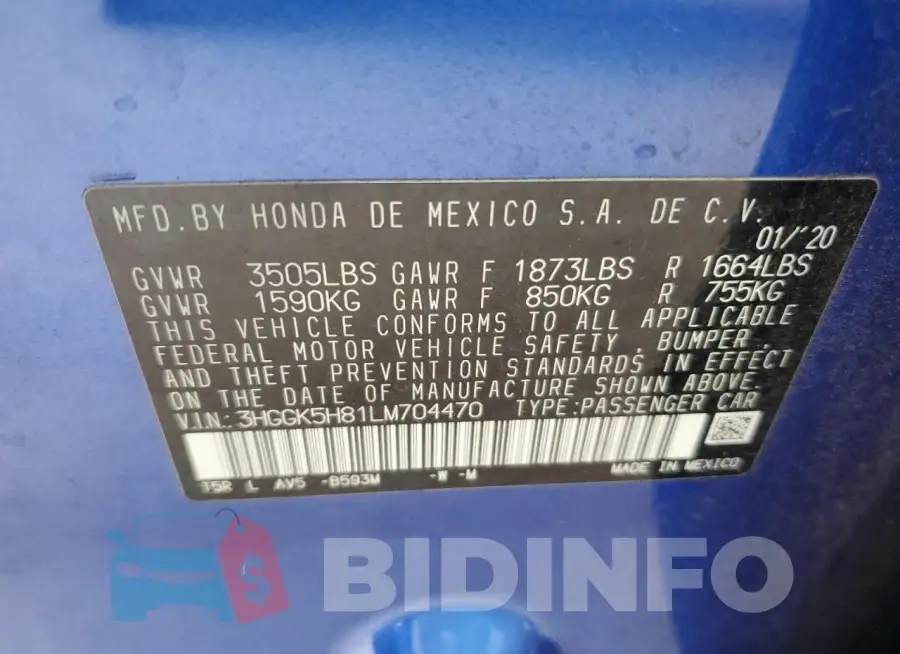 3HGGK5H81LM704470 Photo# 13