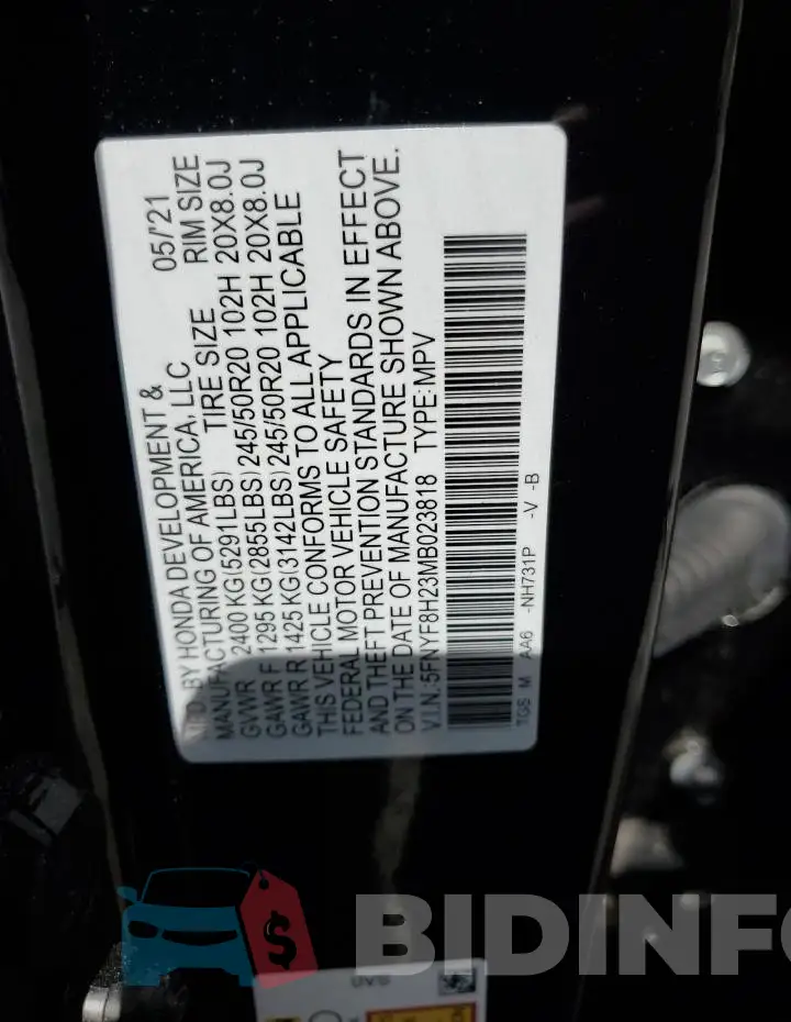 5FNYF8H23MB023818 Photo# 12