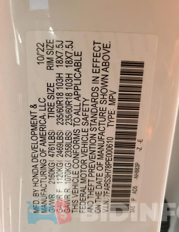 7FARS3H78PE000610 Photo# 13