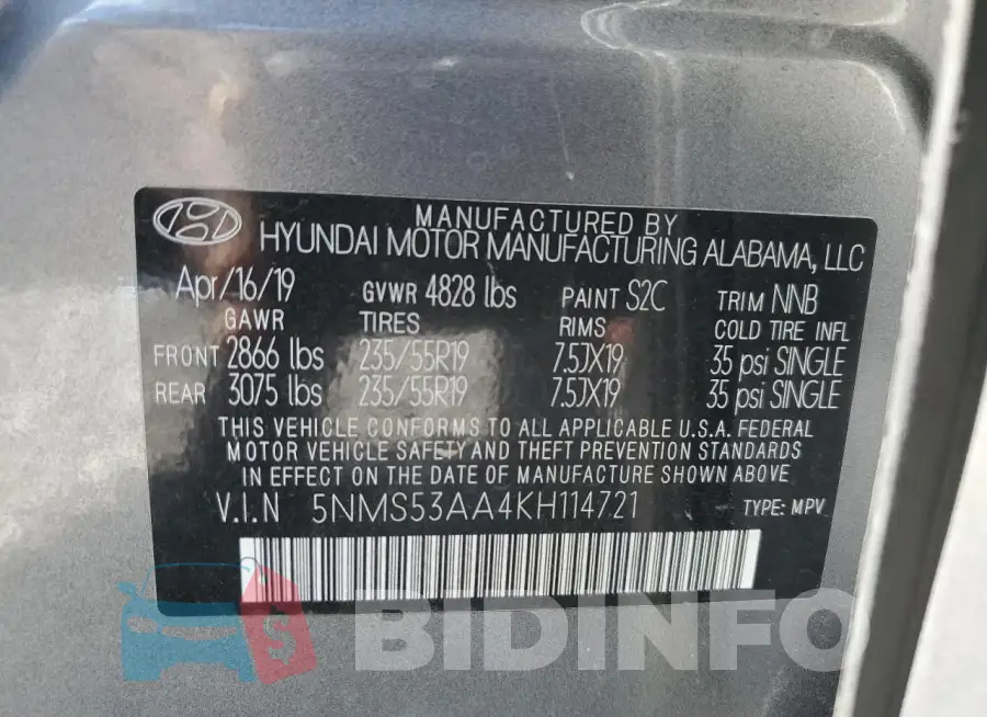 5NMS53AA4KH114721 Photo# 14