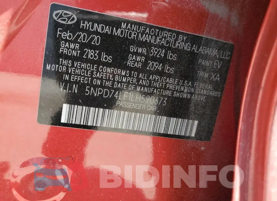 5NPD74LF1LH590673 Photo# 13