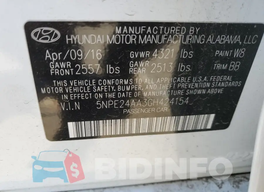 5NPE24AA3GH424154 Photo# 12