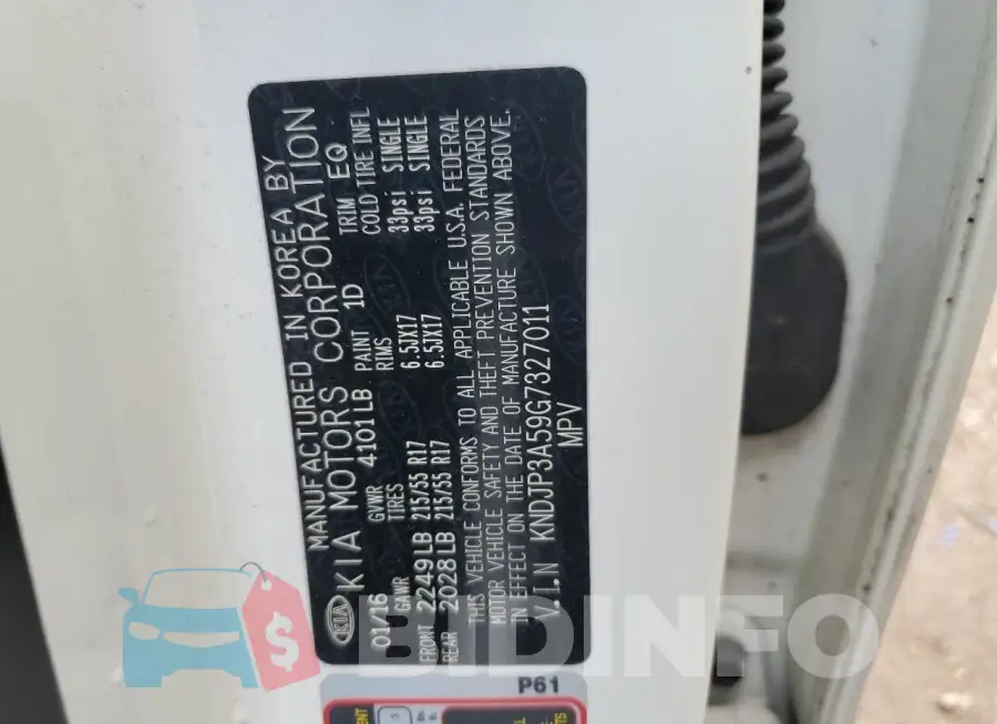 KNDJP3A59G7327011 Photo# 12