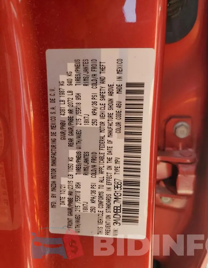 3MVDMBBL7MM313587 Photo# 13