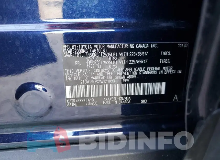 2T3W1RFVXMW121893 Photo# 13