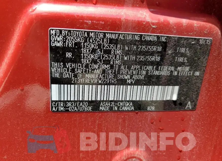 2T3YFREV9FW229145 Photo# 14