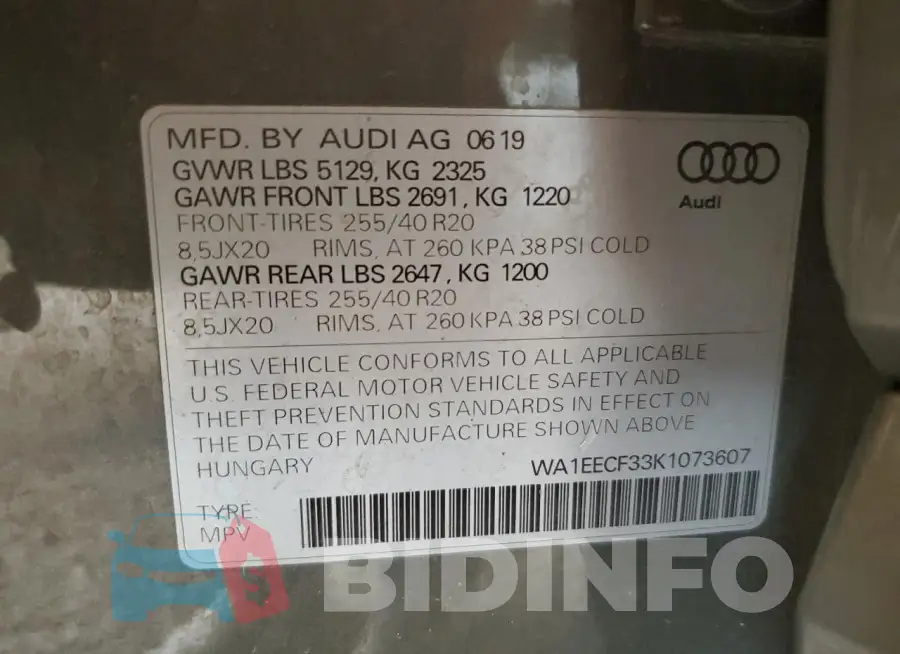 WA1EECF33K1073607 Photo# 13