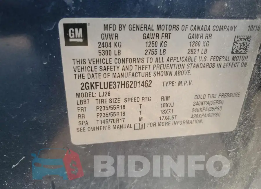 2GKFLUE37H6201462 Photo# 14