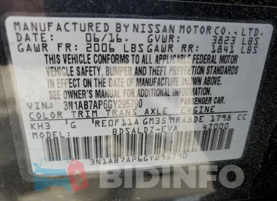 3N1AB7AP6GY295790 Photo# 12