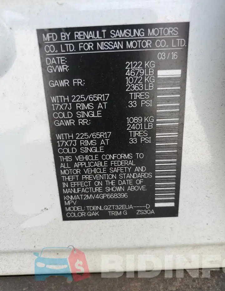 KNMAT2MV4GP668396 Photo# 14