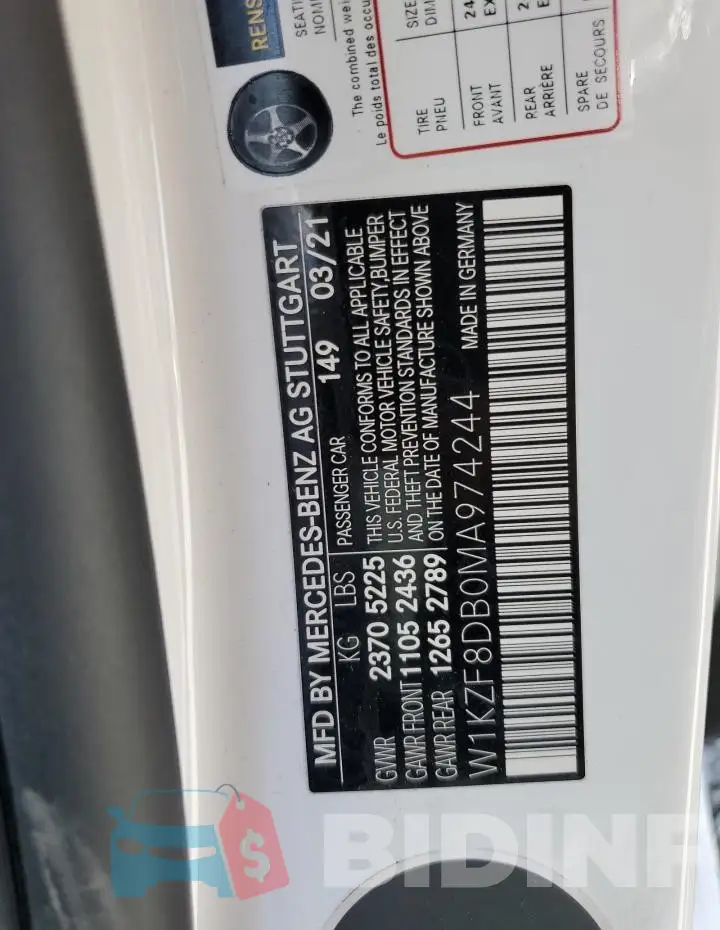 W1KZF8DB0MA974244 Photo# 13