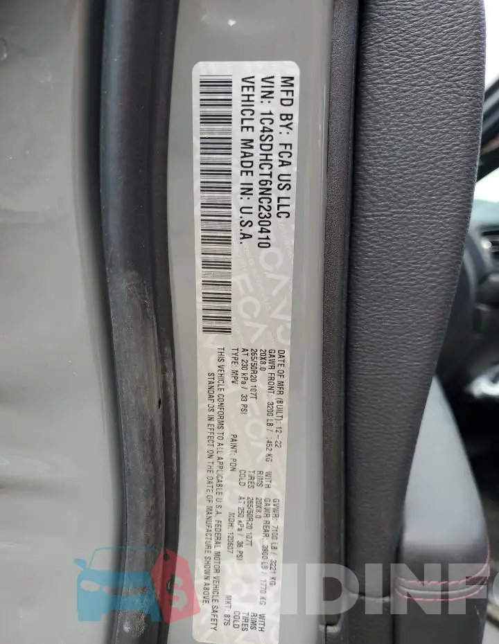 1C4SDHCT6NC230410 Photo# 12