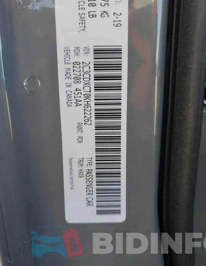 2C3CDXCT0KH622262 Photo# 13