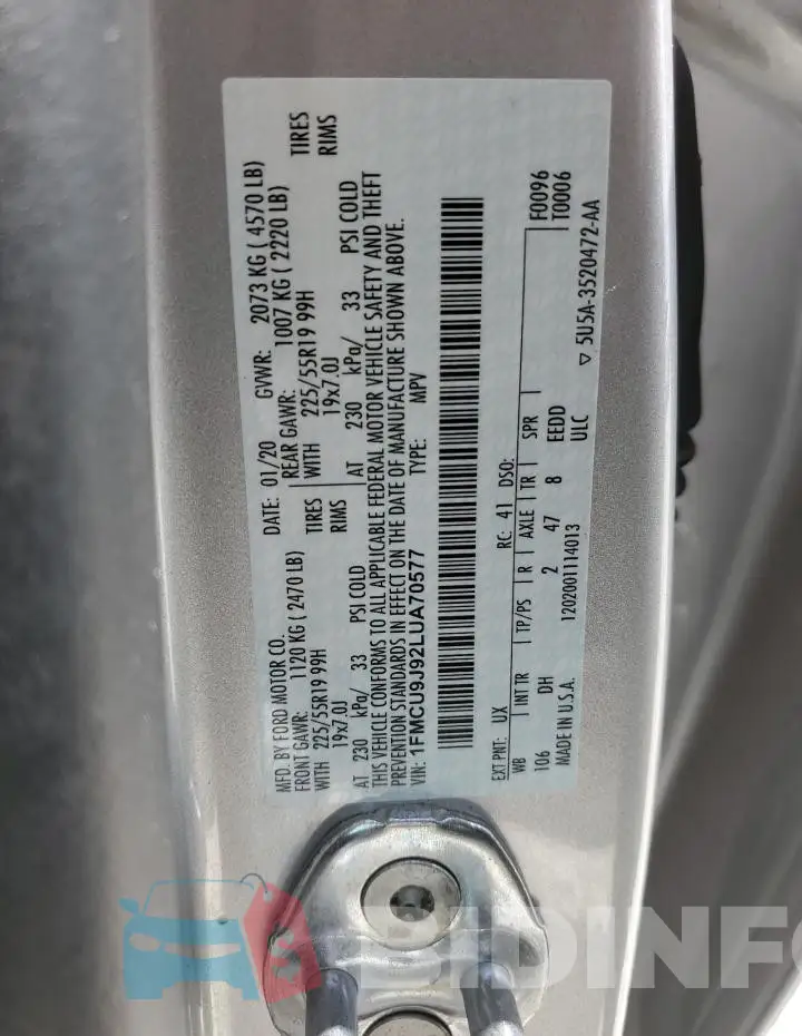 1FMCU9J92LUA70577 Photo# 13