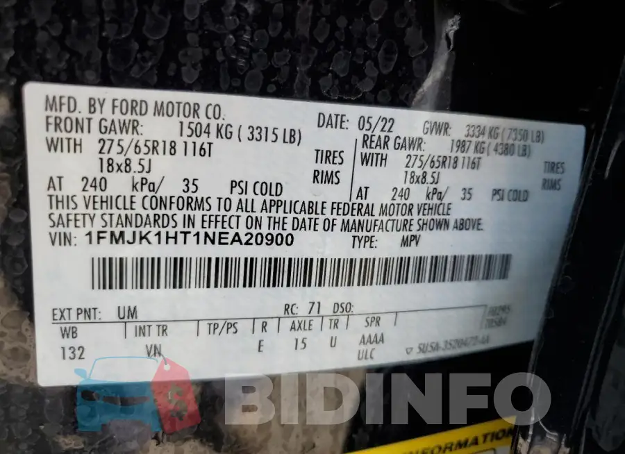 1FMJK1HT1NEA20900 Photo# 14