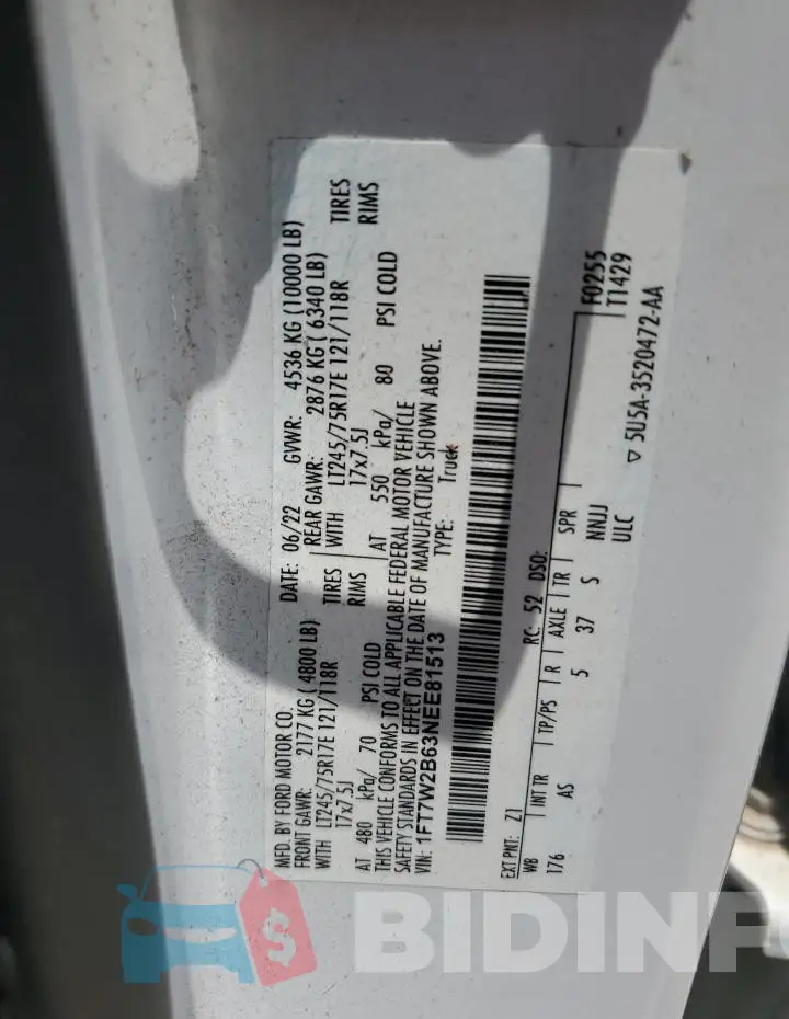 1FT7W2B63NEE81513 Photo# 12