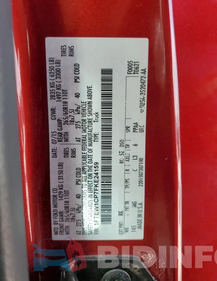 1FTEW1CP7FKE24159 Photo# 13