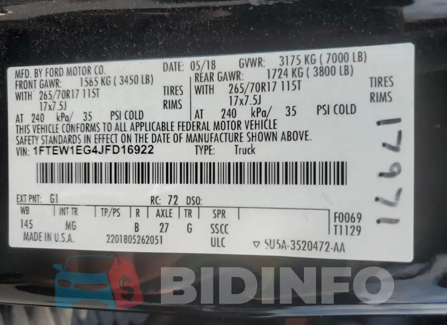 1FTEW1EG4JFD16922 Photo# 12