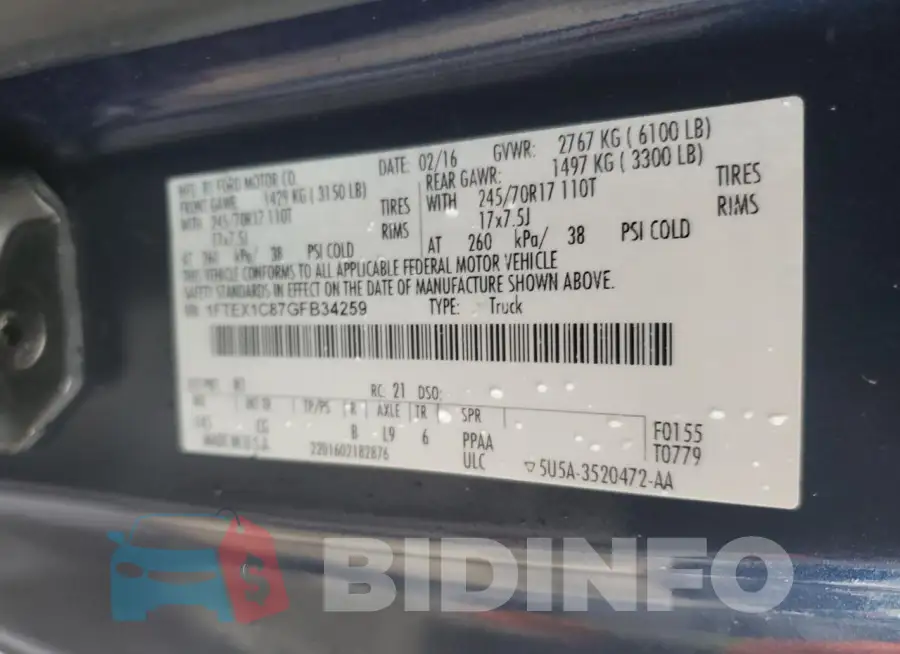 1FTEX1C87GFB34259 Photo# 12