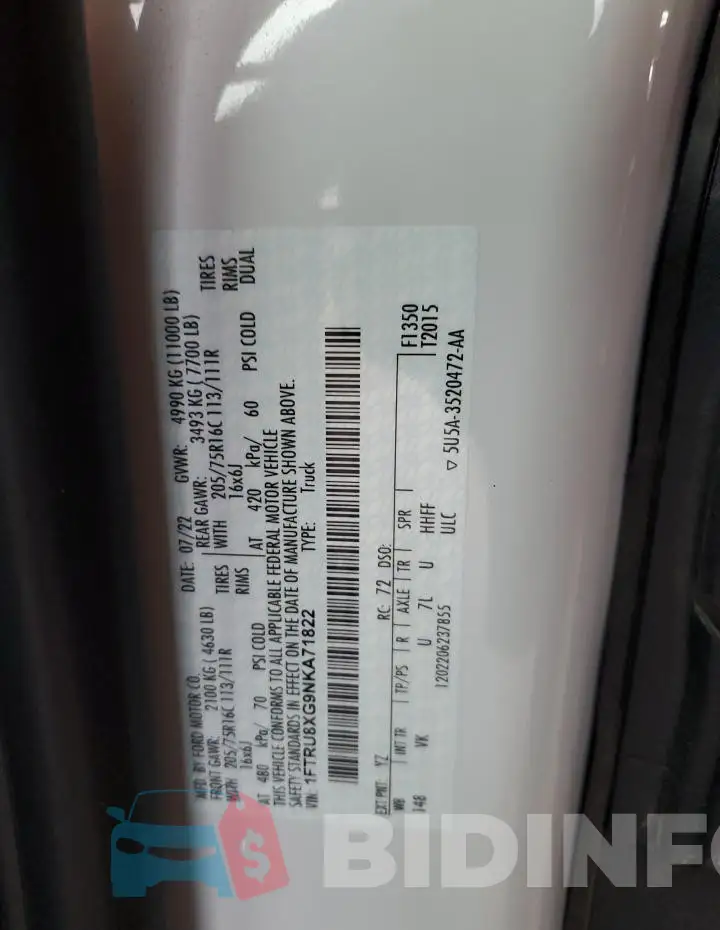 1FTRU8XG9NKA71822 Photo# 13