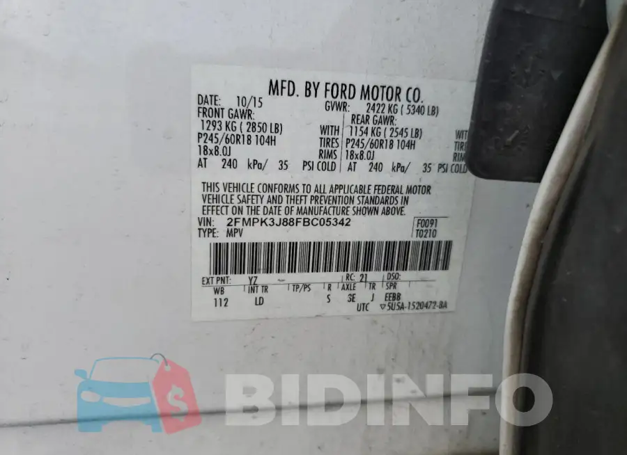 2FMPK3J88FBC05342 Photo# 14