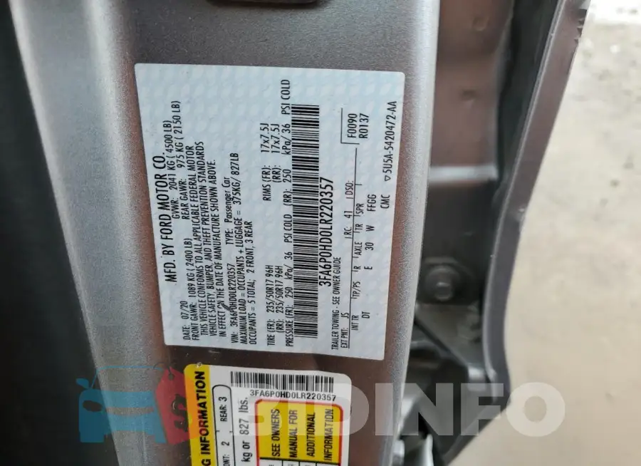 3FA6P0HD0LR220357 Photo# 12