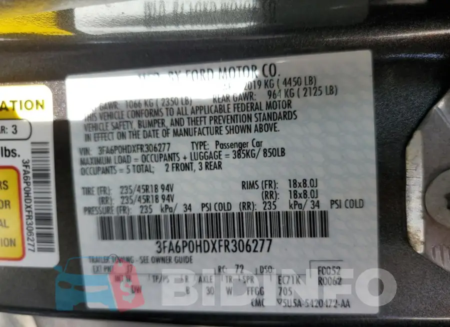 3FA6P0HDXFR306277 Photo# 12