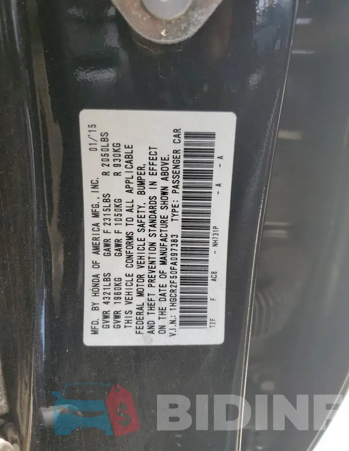1HGCR2F50FA097383 Photo# 12