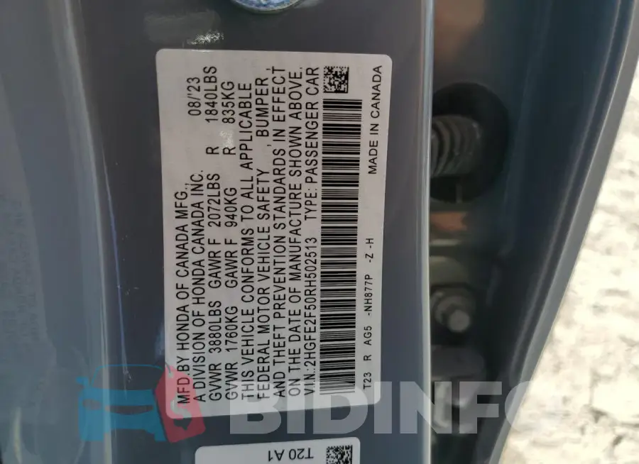 2HGFE2F50RH502513 Photo# 12