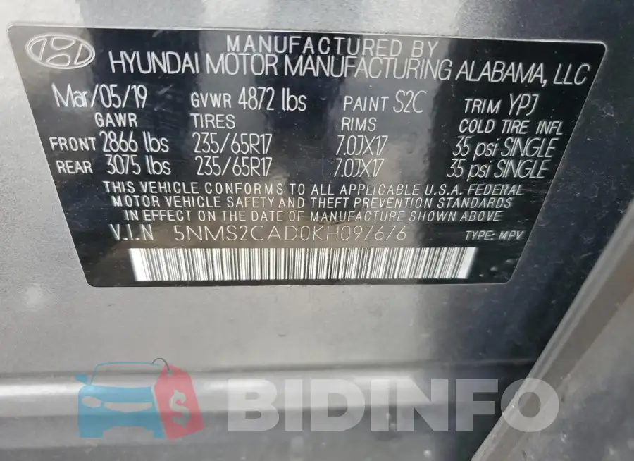 5NMS2CAD0KH097676 Photo# 14