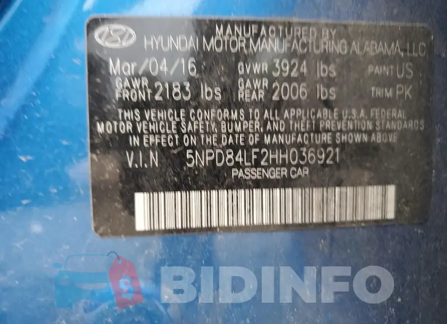 5NPD84LF2HH036921 Photo# 13