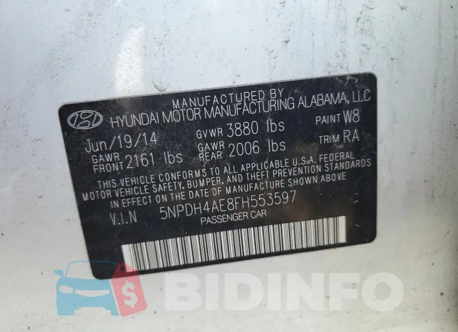 5NPDH4AE8FH553597 Photo# 12