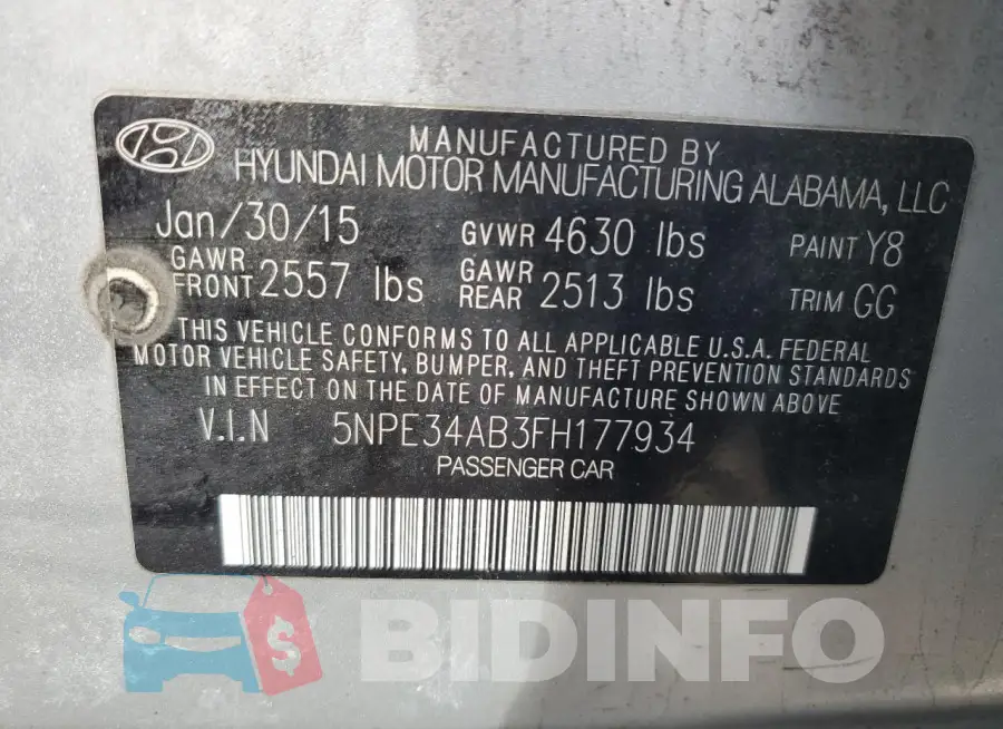 5NPE34AB3FH177934 Photo# 13