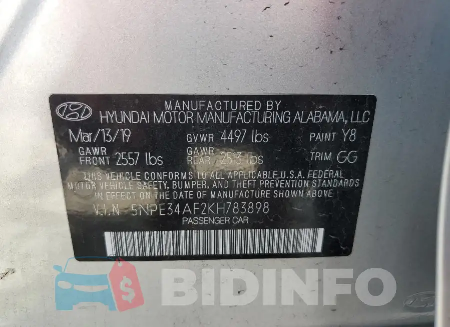 5NPE34AF2KH783898 Photo# 12
