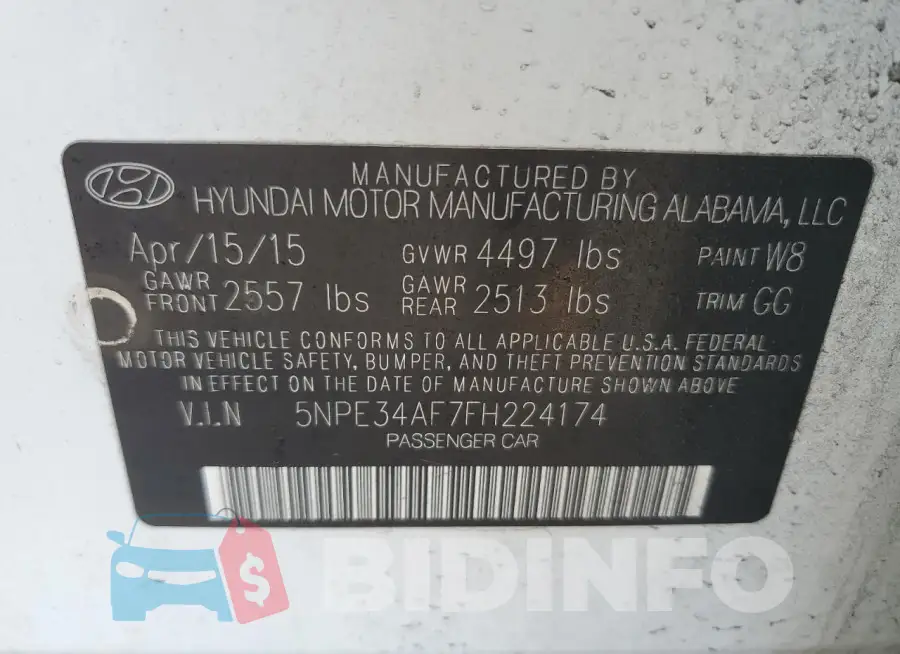 5NPE34AF7FH224174 Photo# 12