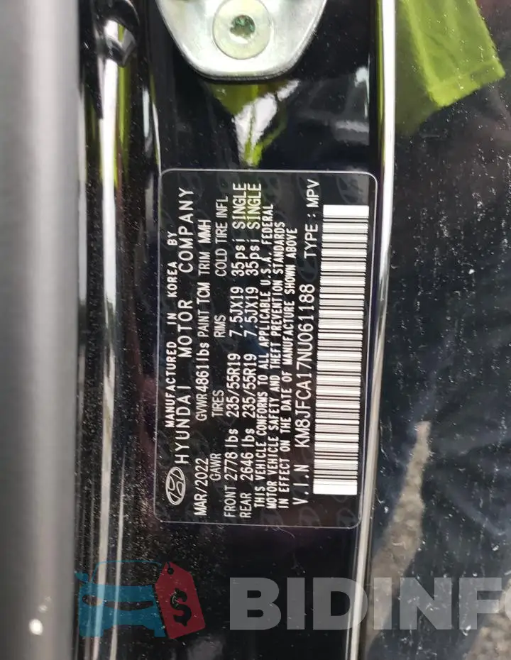 KM8JFCA17NU061188 Photo# 13
