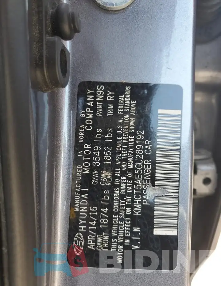 KMHCT5AE5GU289192 Photo# 12