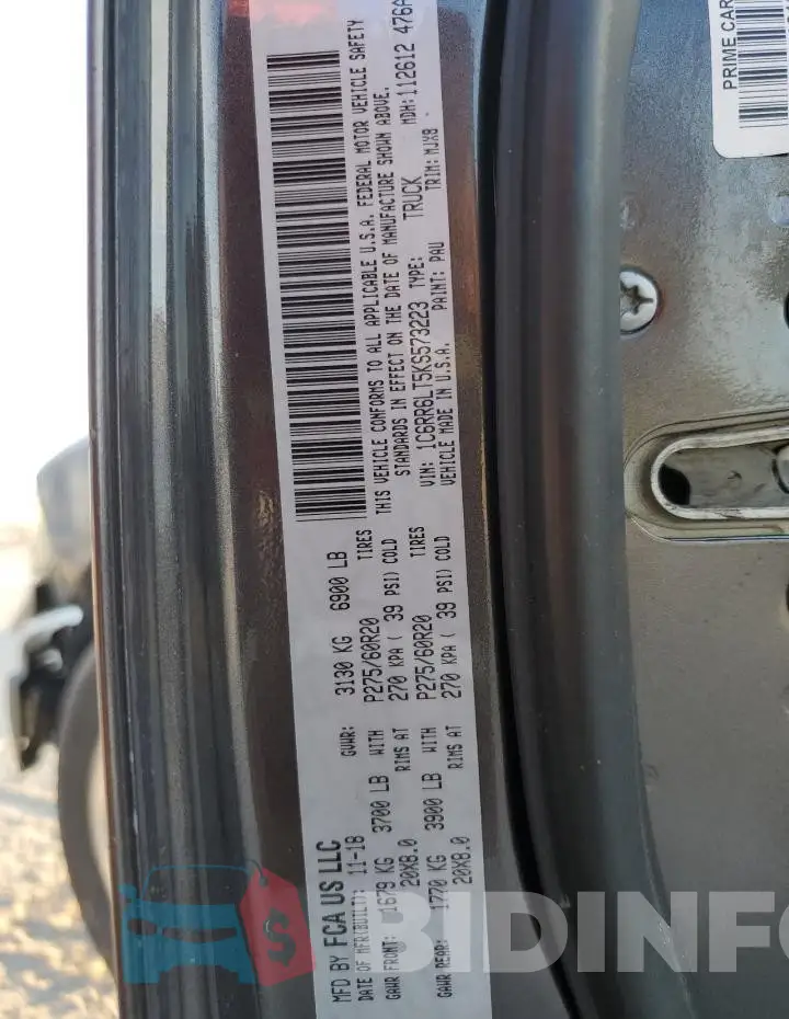 1C6RR6LT5KS573223 Photo# 13