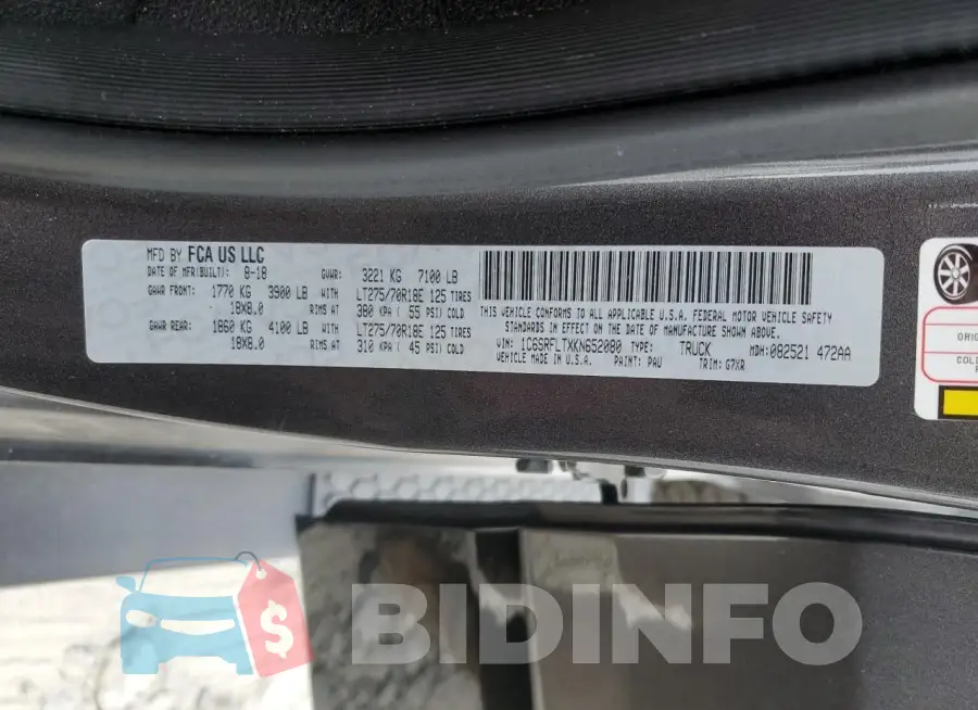1C6SRFLTXKN652080 Photo# 12