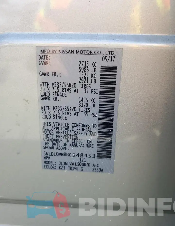 5N1DL0MM8HC548453 Photo# 13