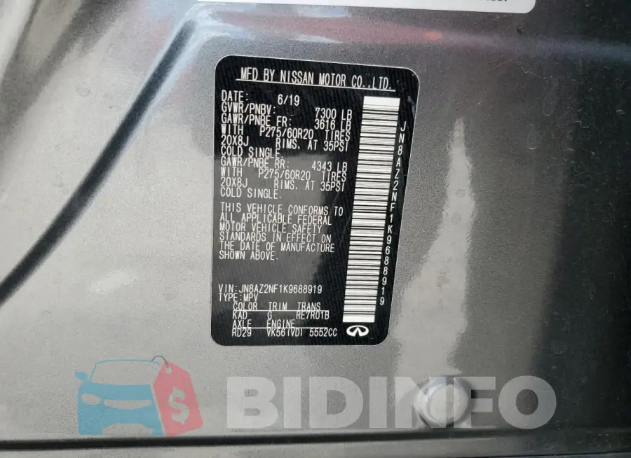 JN8AZ2NF1K9688919 Photo# 13