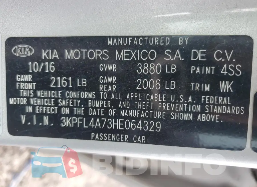 3KPFL4A73HE064329 Photo# 12