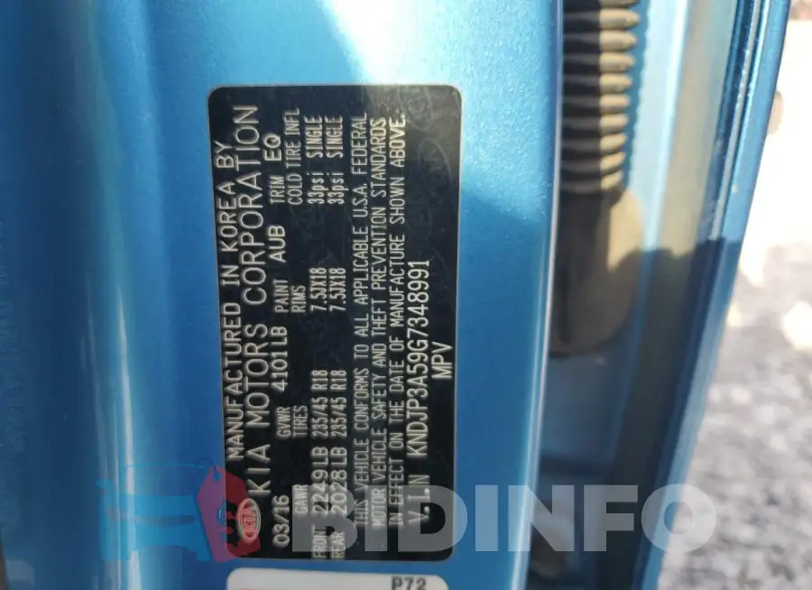KNDJP3A59G7348991 Photo# 13