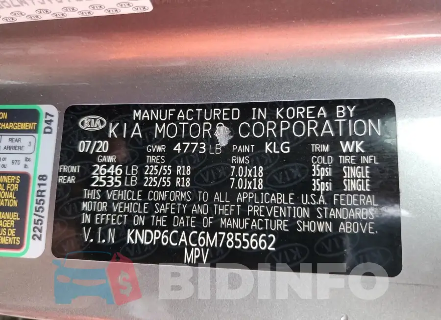KNDP6CAC6M7855662 Photo# 12