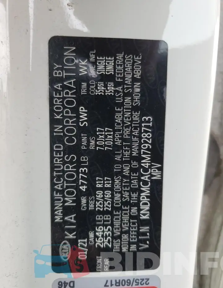 KNDPMCAC4M7928713 Photo# 12